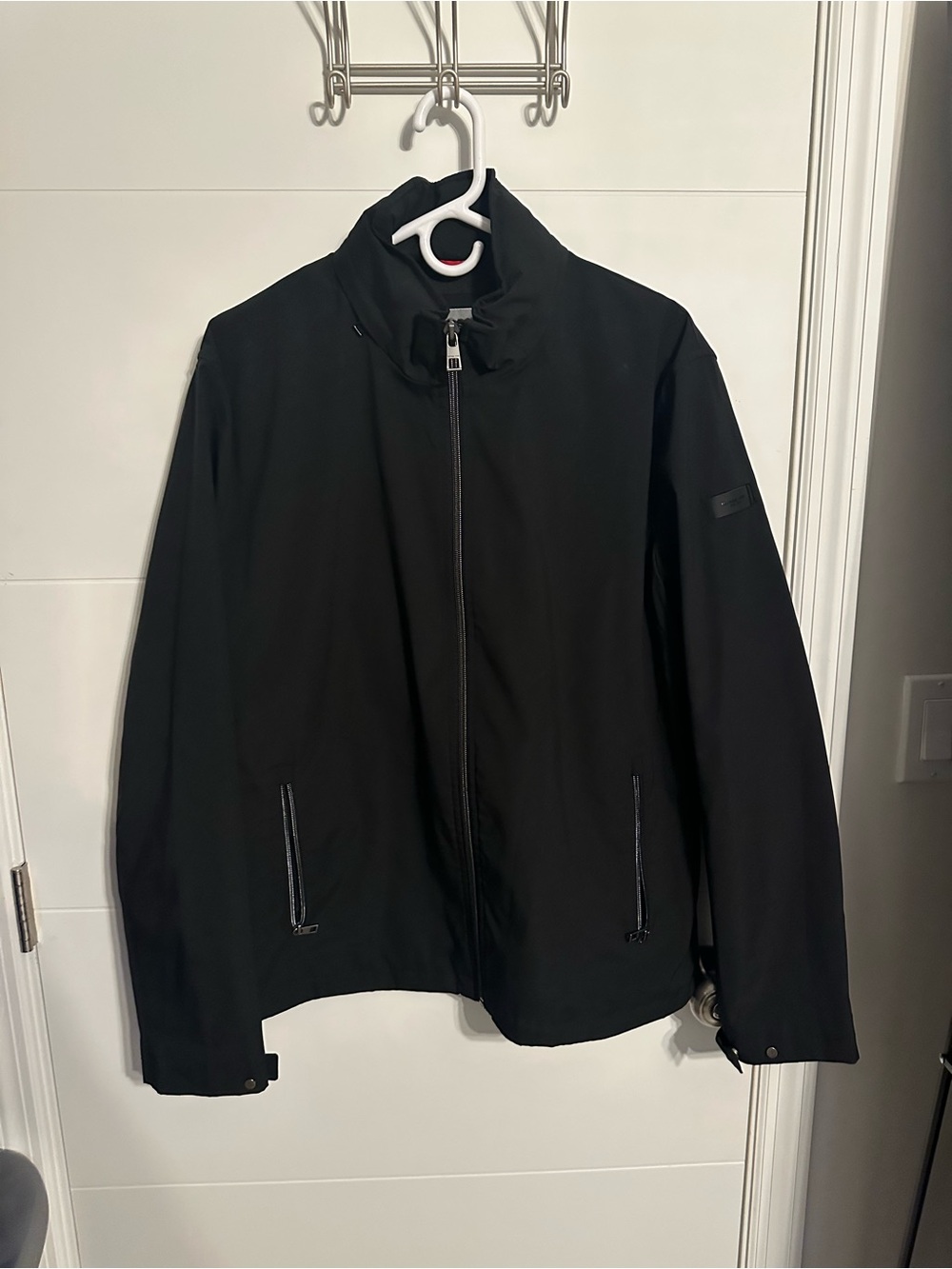 Michael Kors Men's Black Raincoat Zip-Front Jacket